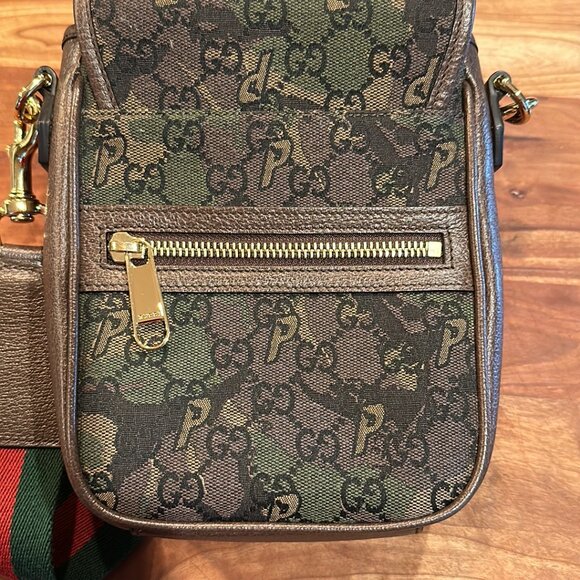 GUCCI X PALACE GG P Canvas Monogram Web Camouflage Flap Messenger (Unisex) - Picture 4 of 13